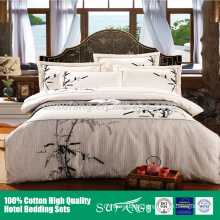 2017 New design hotel linen white cotton embroidery hotel bedding set